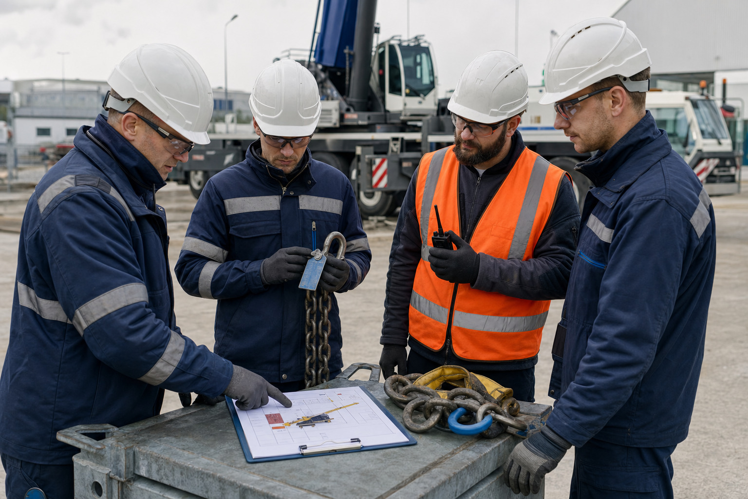 Zespół przygotowujący operację dźwignicową z użyciem zawiesia łańcuchowego