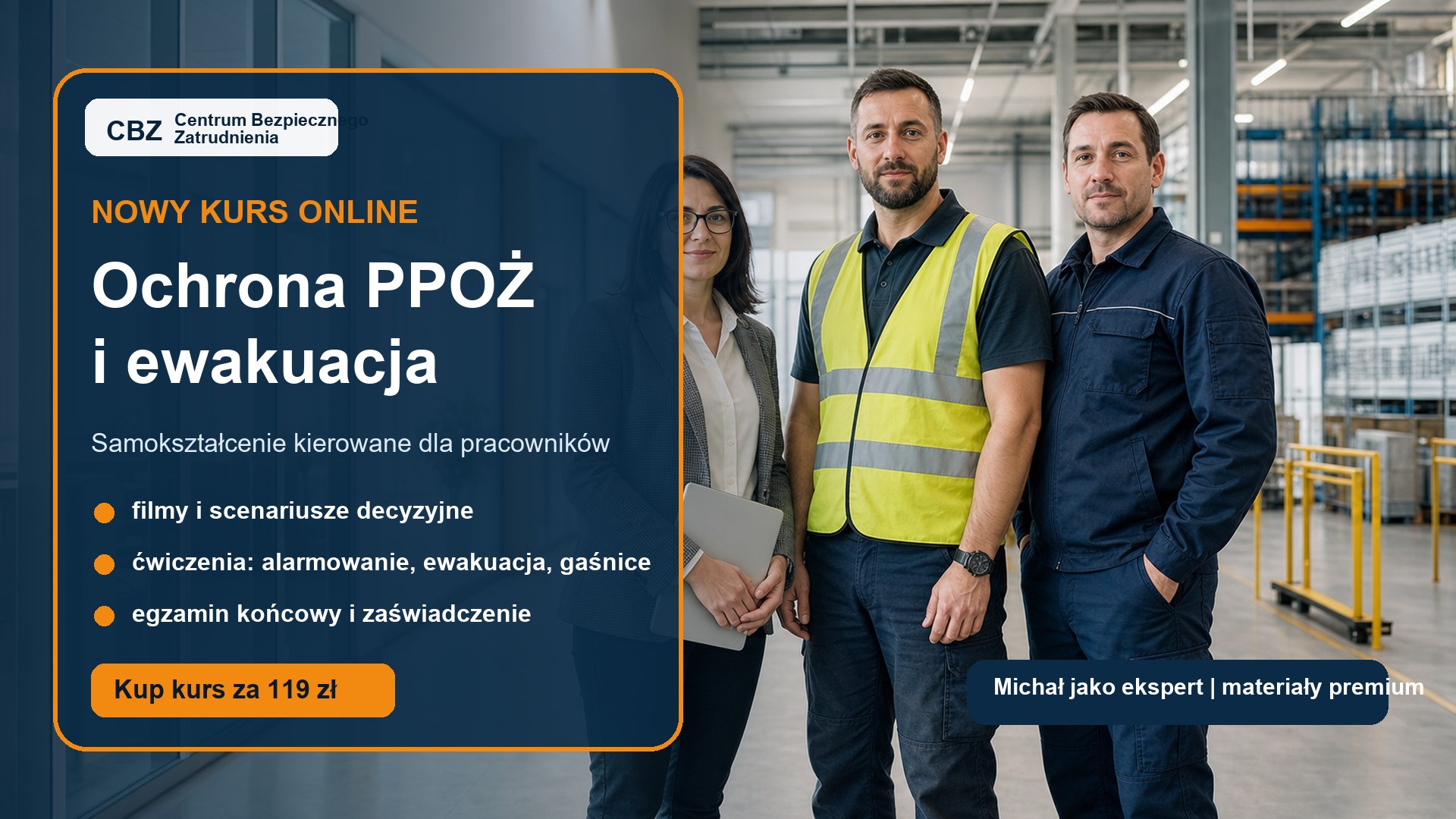Szkolenie PPOŻ i ewakuacja online na platformie CBZ